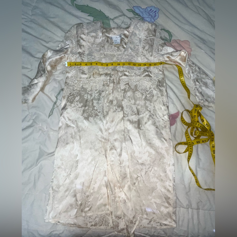 VTG Jessica McClintock Cream 100% Silk Dress - Picture 3 of 9
